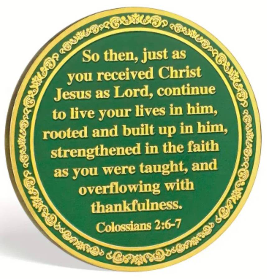 Religious Coin " Rooted in Christ " Colossians 2:6-7 " Commemorative Coin New in Capsule.
