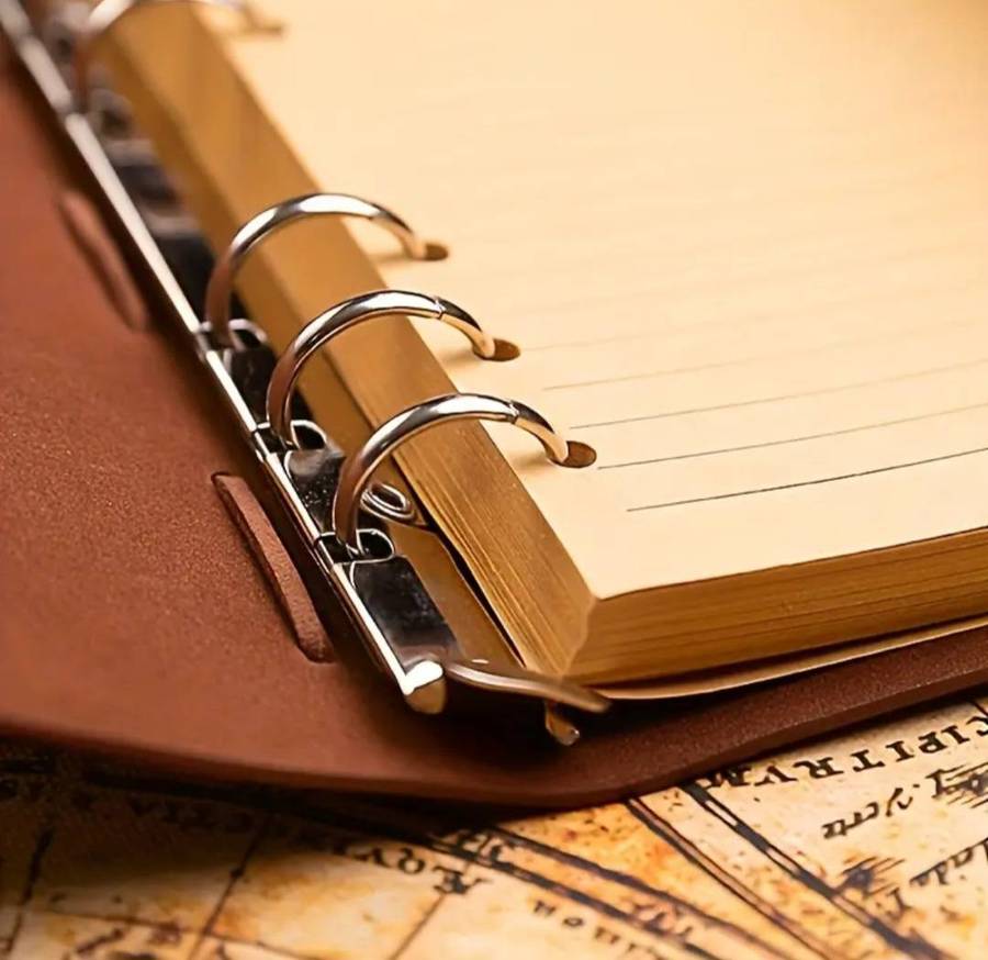 Vintage Leather Pirate Notebook A7 with 2-Black & Golden Gel Pens." Brown" New