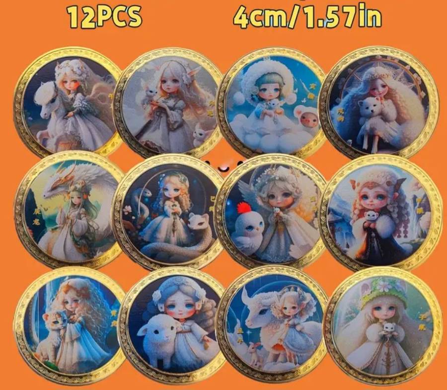 Limited edition Full set of 12 Cute Mobilization Zodiac Commemorative coins New in Capsules