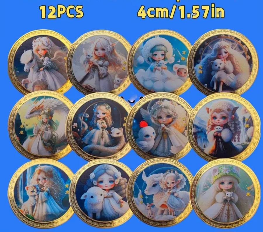 Limited edition Full set of 12 Cute Mobilization Zodiac Commemorative coins New in Capsules
