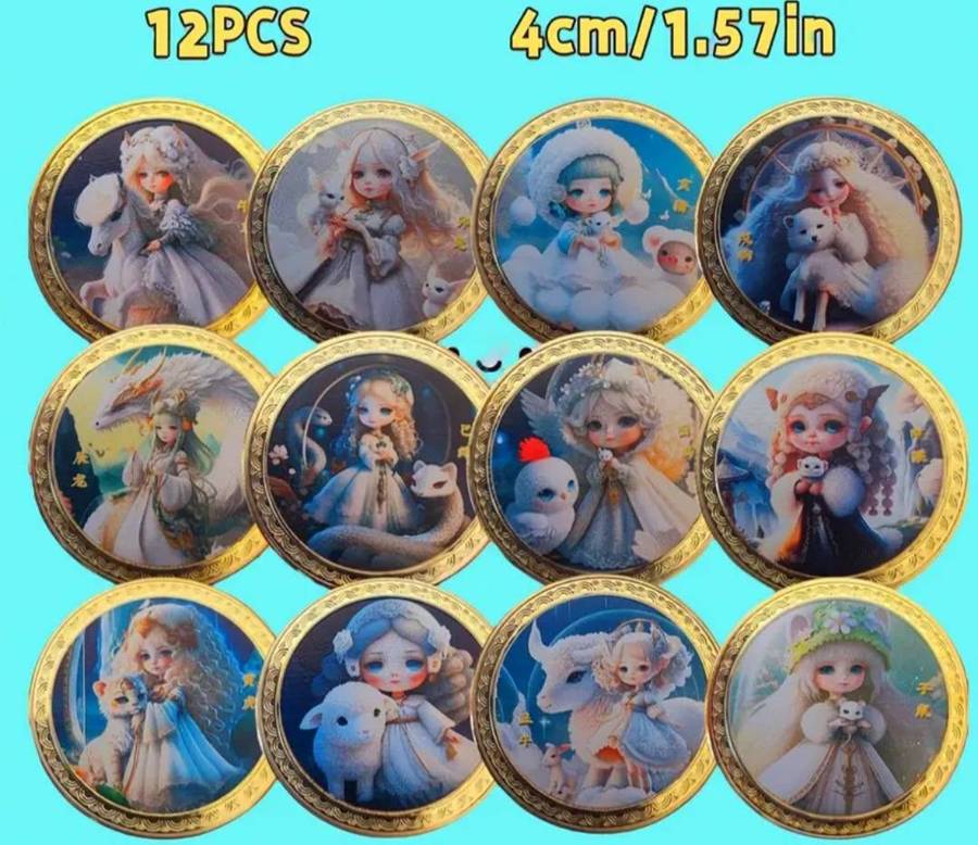 Limited edition Full set of 12 Cute Mobilization Zodiac Commemorative coins New in Capsules