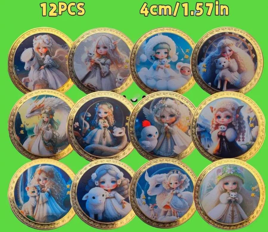Limited edition Full set of 12 Cute Mobilization Zodiac Commemorative coins New in Capsules