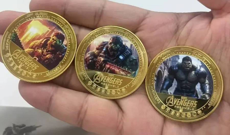 5.pcs Official Licensed Hulk Character's Commemorative Coin Set. New in Capsule's Gold Plated