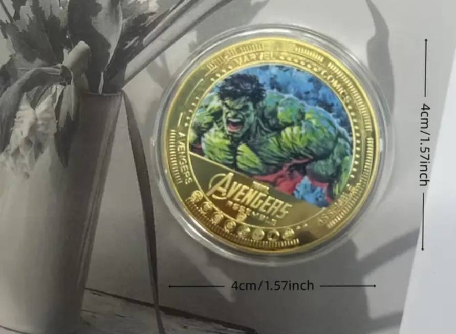 5.pcs Official Licensed Hulk Character's Commemorative Coin Set. New in Capsule's Gold Plated