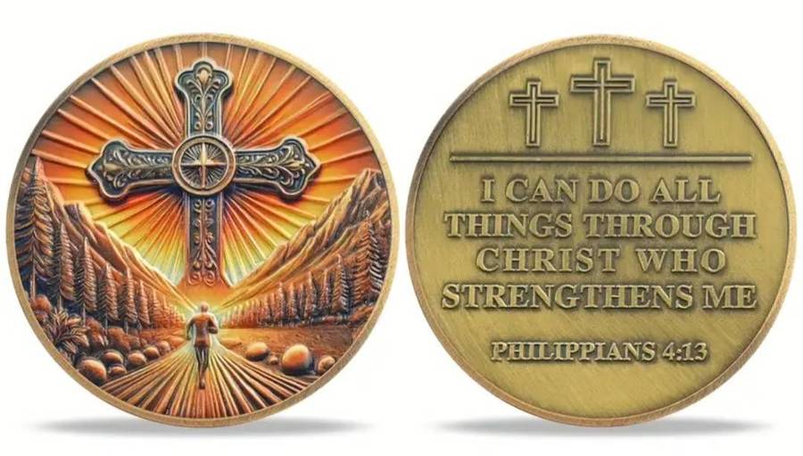 Religious "Faith"Commemorative Coin" Cross -Light" New in Capsule "Philippians 4:13