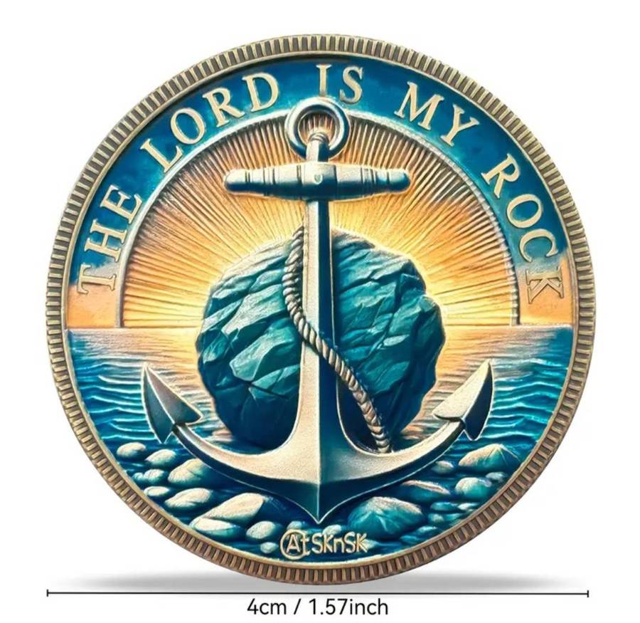 Anchor & Rock Commemorative Challenge Coin New in Capsule. "Psalm 18:2 "