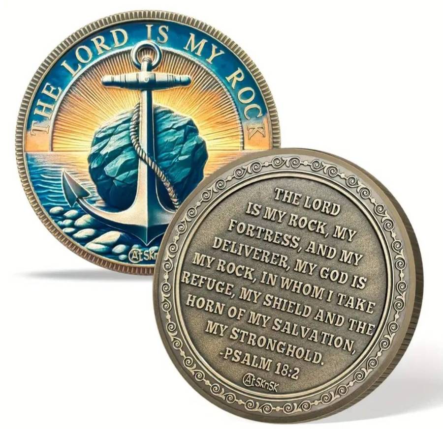 Anchor & Rock Commemorative Challenge Coin New in Capsule. "Psalm 18:2 "