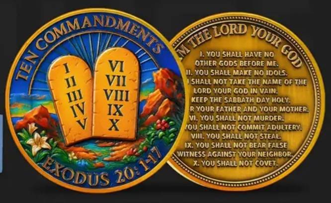 The Ten Commandments Christian Commemorative Coin.New in Capsule