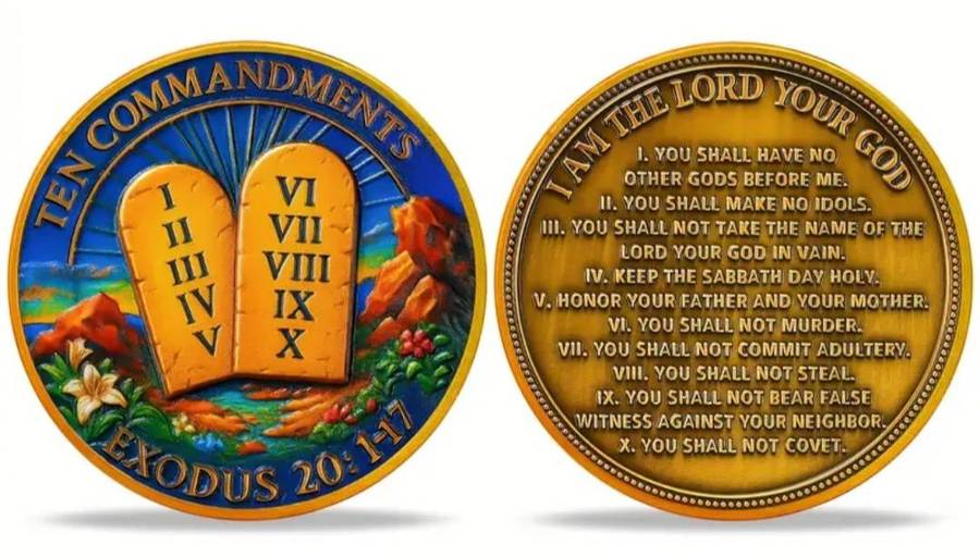 The Ten Commandments Christian Commemorative Coin.New in Capsule