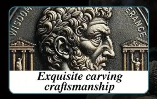 Philosophical Coin Symbolizes Wisdom, Courage, Justice and Temperance. New in Protective Capsule.