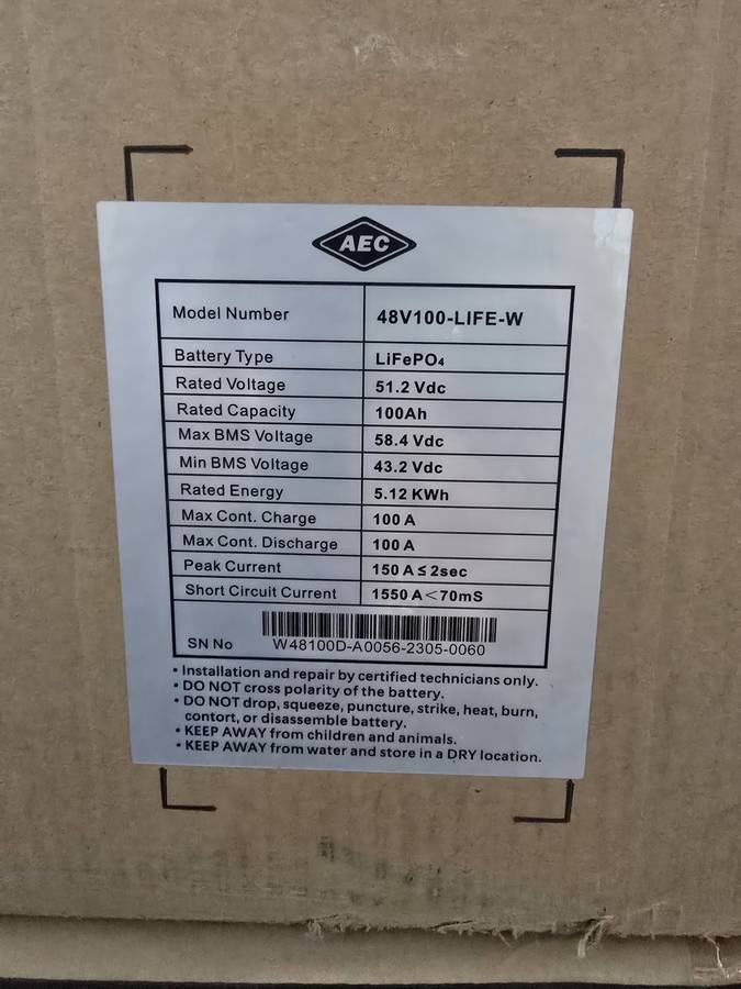AEC Lithium Battery 48V 100AH