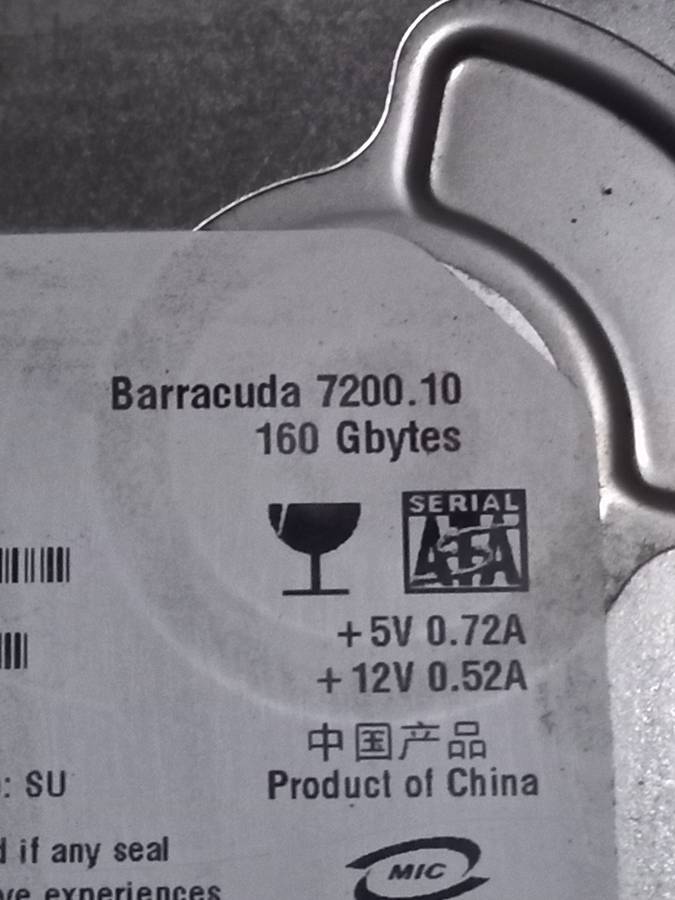 Seagate Barracuda 160 gigabyte hard drive