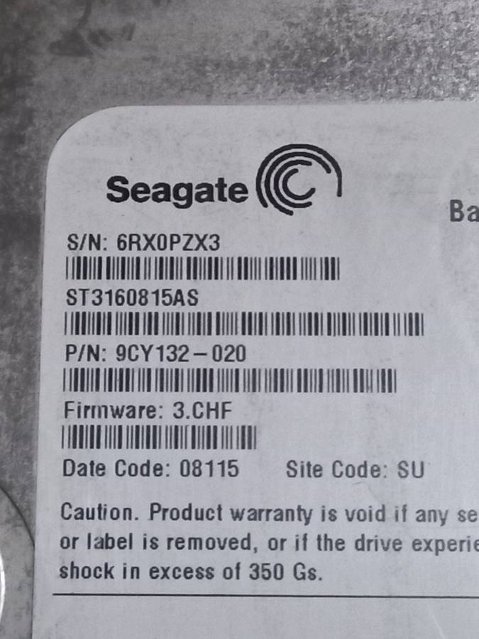Seagate Barracuda 160 gigabyte hard drive