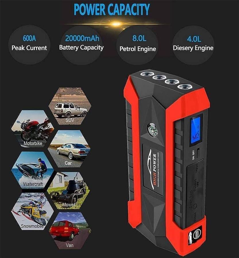 CAR JUMP STARTER + TYRE INFLATOR EMERGENCY KIT