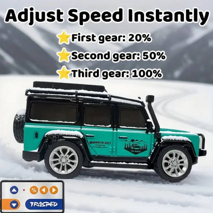 RC Alloy Mini Remote Control Off-Road Vehicle - 2.4GHz Anti-Jamming, LED Flashing Lights 1:64 Scale