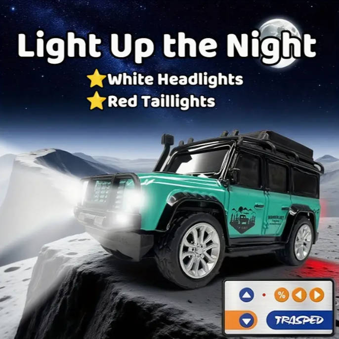 RC Alloy Mini Remote Control Off-Road Vehicle - 2.4GHz Anti-Jamming, LED Flashing Lights 1:64 Scale