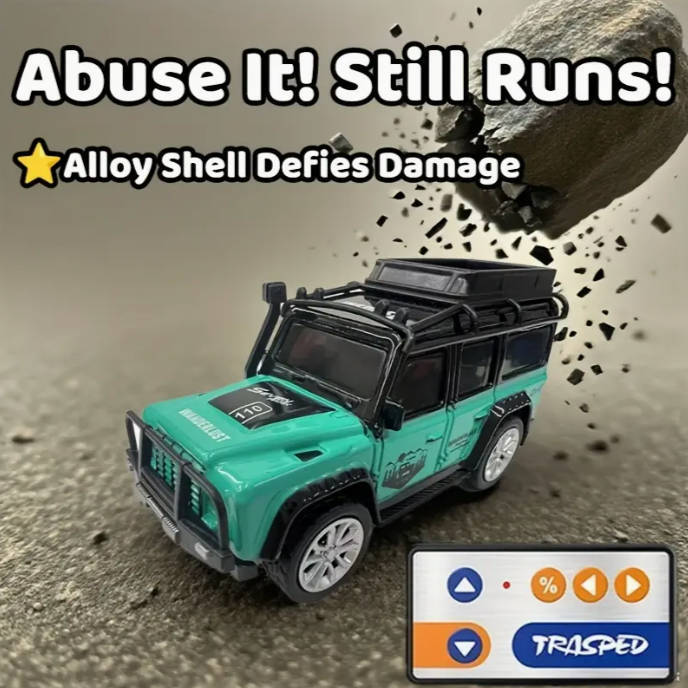 RC Alloy Mini Remote Control Off-Road Vehicle - 2.4GHz Anti-Jamming, LED Flashing Lights 1:64 Scale