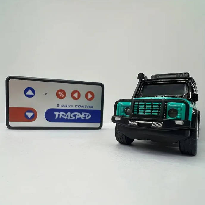 RC Alloy Mini Remote Control Off-Road Vehicle - 2.4GHz Anti-Jamming, LED Flashing Lights 1:64 Scale