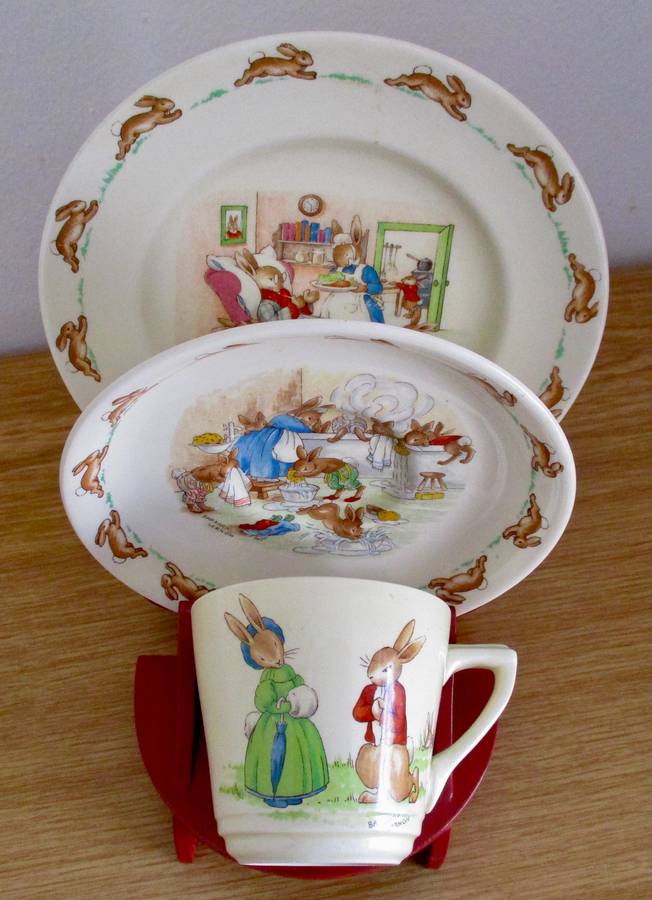 WOW Rare Signed Bunnykins trio by Royal Doulton!