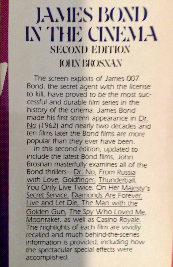 Hardcover Book JAMES BOND IN THE CINEMA by John Brosnan