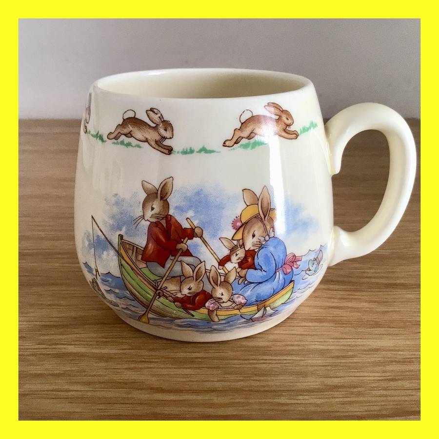 Vintage Royal Doulton Bunnykins Mug Rowing Scene!