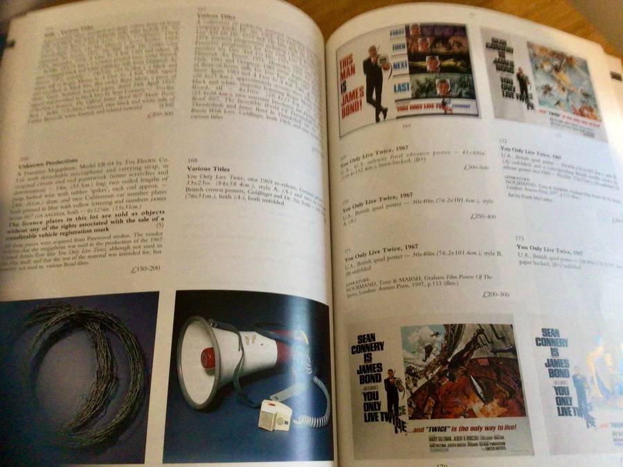 James Bond Movie Memorabilia Auction Catalogue Christies, Sept 1998