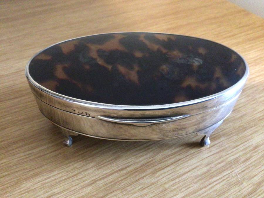 Mappin and Webb Sterling Silver Tortoiseshell Jewellery Box Birmingham 1924!