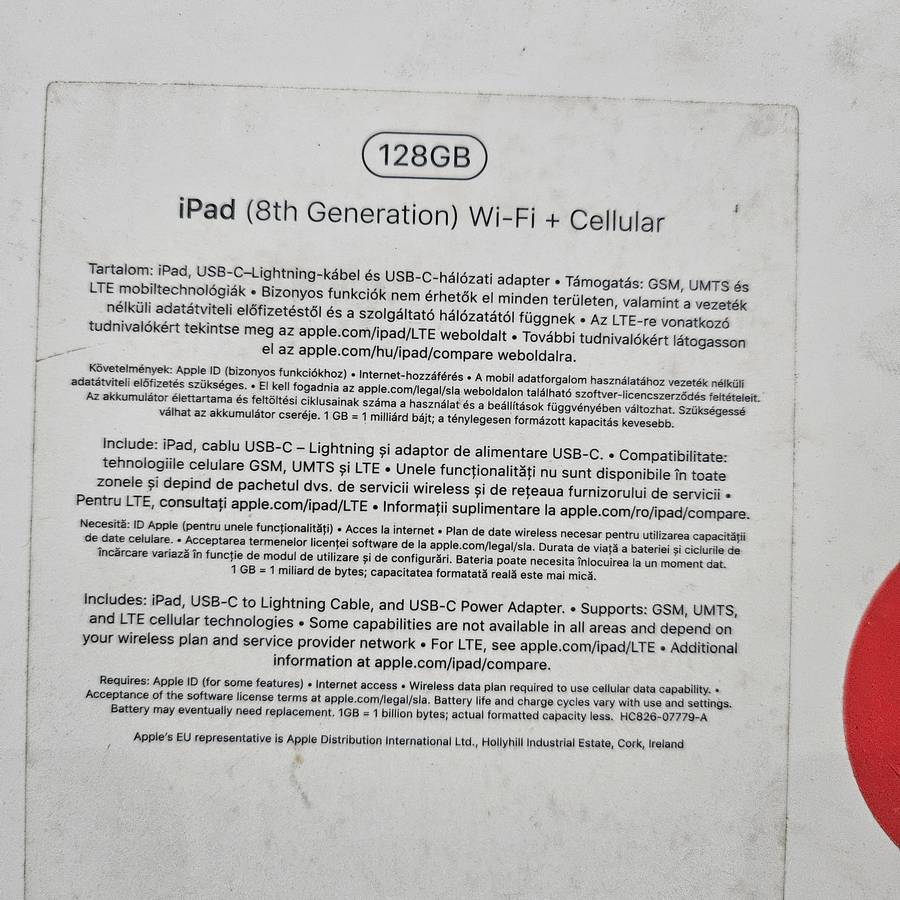 IPAD 8TH GENERATION 128GB WIFI AND CELLULAR