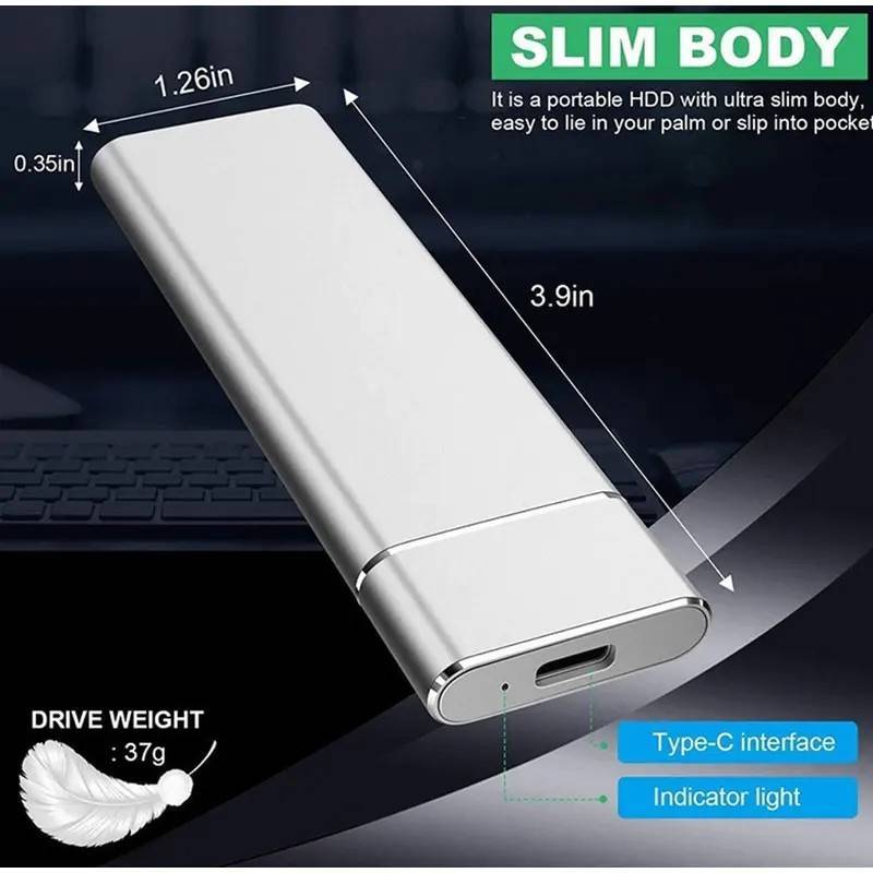 Portable SSD 1TB  External Hard Disk High Speed Solid State Drive USB3.1 Type-C Storage Device