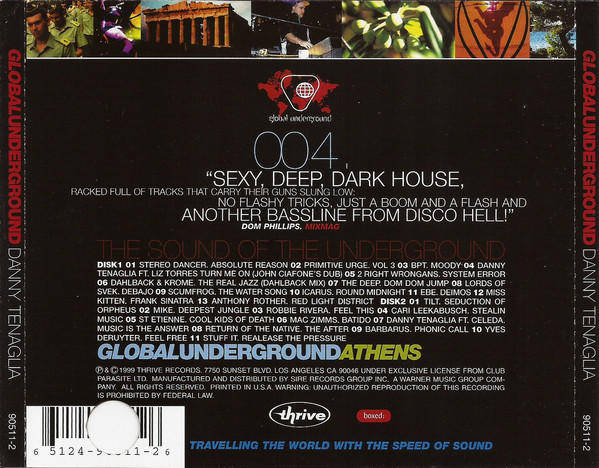 Danny Tenaglia - Global Underground 004: Danny Tenaglia - Athens (2xCD)