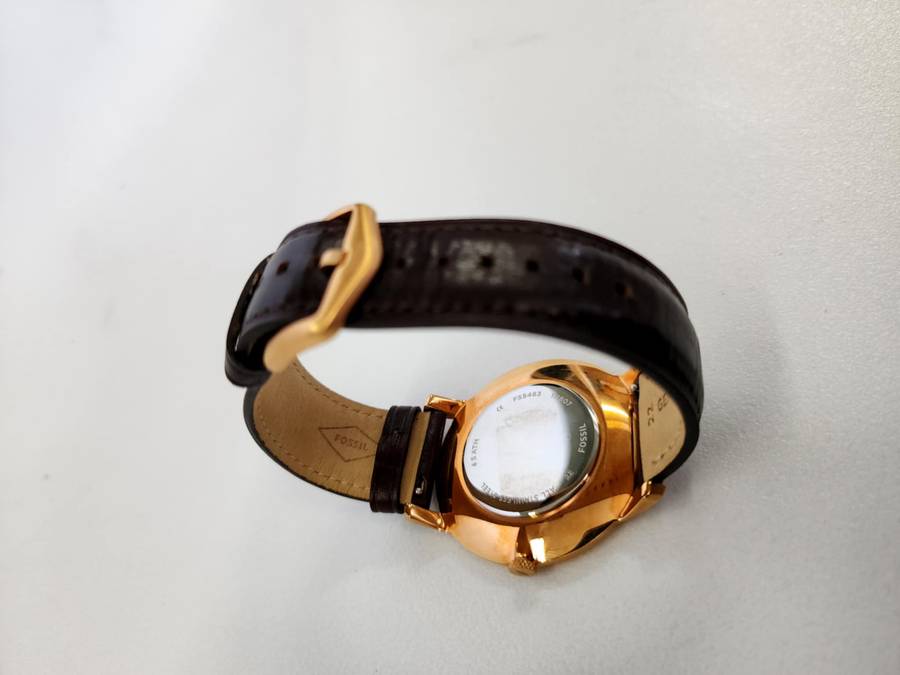 Fossil men's watch the Minimalist rosè in brown leather - preowned