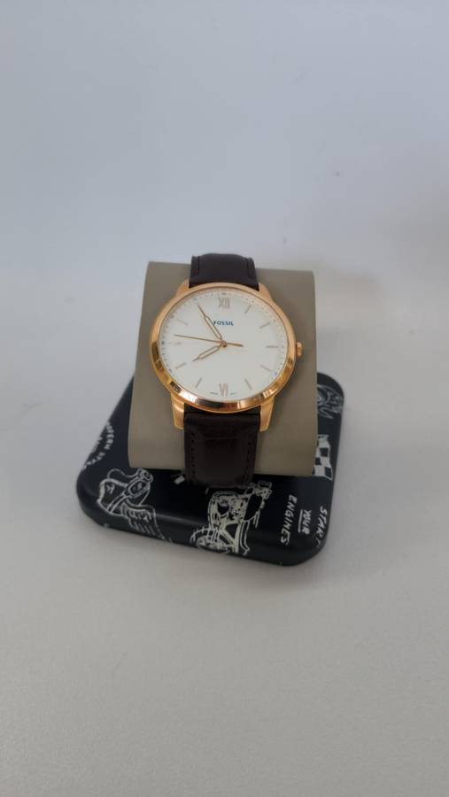 Fossil men's watch the Minimalist rosè in brown leather - preowned