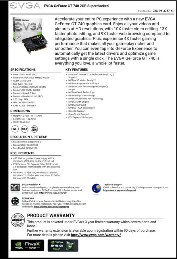 Nvidia geforce gt740 Superclocked gpu