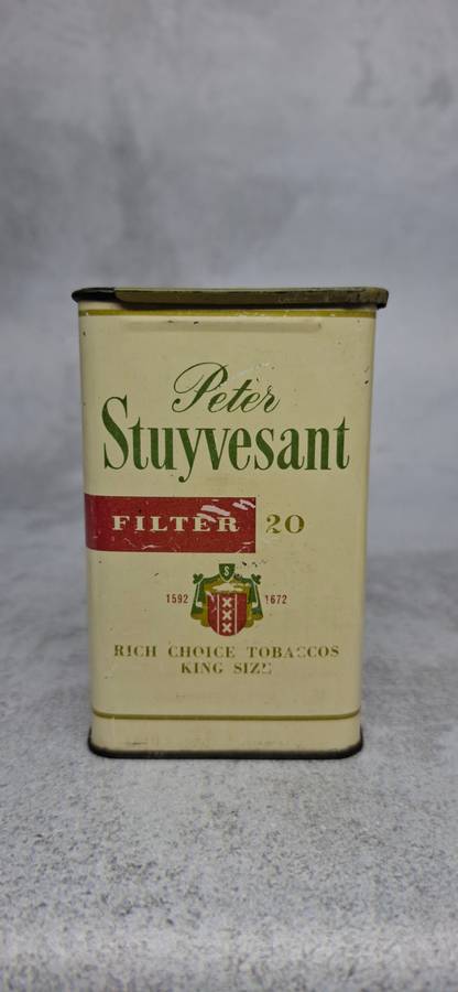 Vintage Set of 2 Peter Stuyvesant Metal Crush Proof Cigarette Boxes