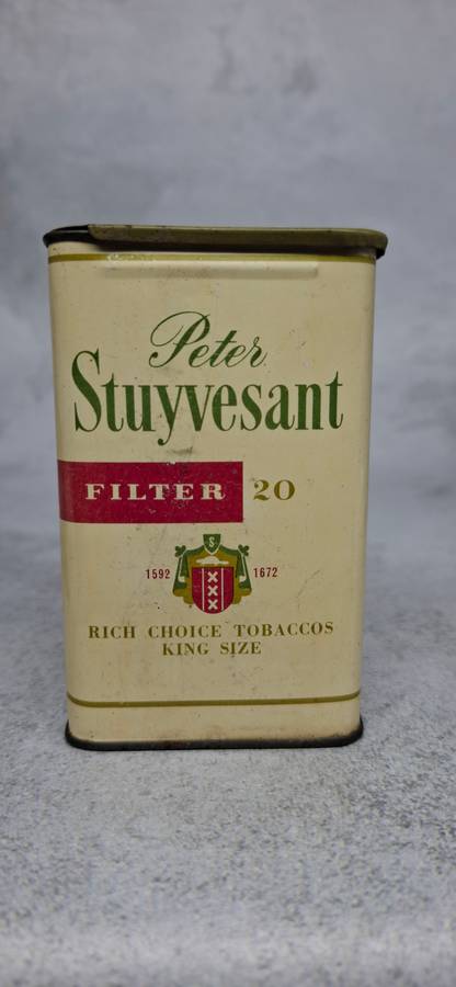 Vintage Set of 2 Peter Stuyvesant Metal Crush Proof Cigarette Boxes