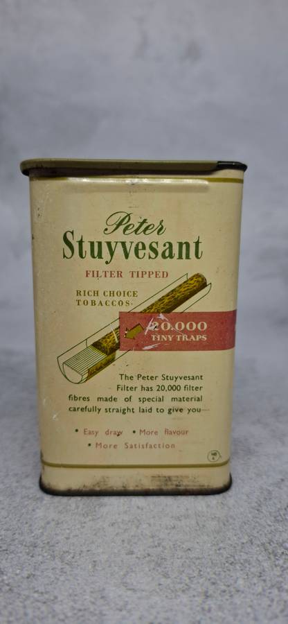 Vintage Set of 2 Peter Stuyvesant Metal Crush Proof Cigarette Boxes