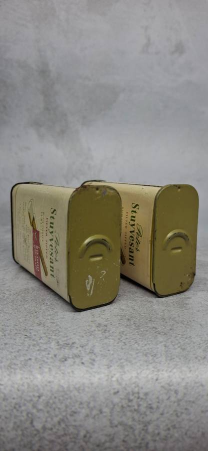 Vintage Set of 2 Peter Stuyvesant Metal Crush Proof Cigarette Boxes