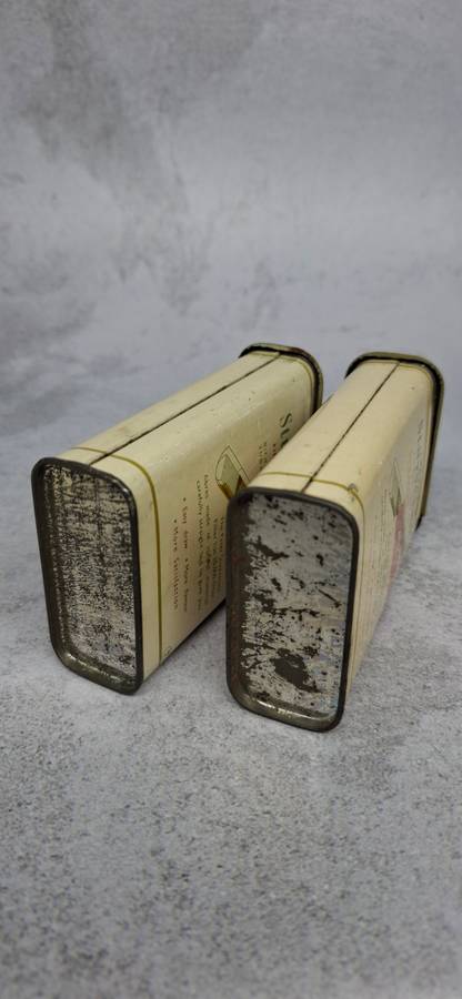 Vintage Set of 2 Peter Stuyvesant Metal Crush Proof Cigarette Boxes