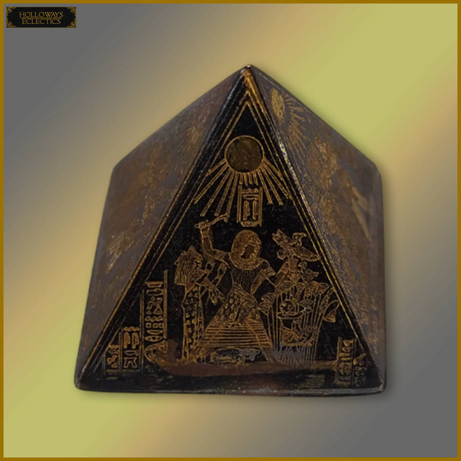 Vintage Etched Revival Brass Pyramid Ornament Set