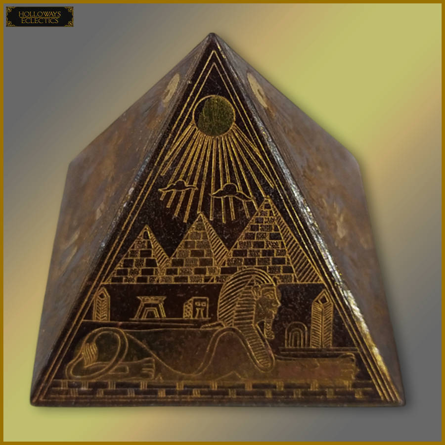 Vintage Etched Revival Brass Pyramid Ornament Set