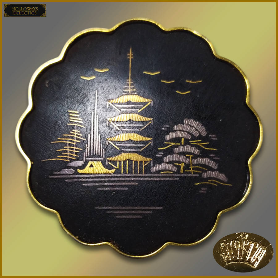 Vintage Japanese Damascene Brooch By Amita