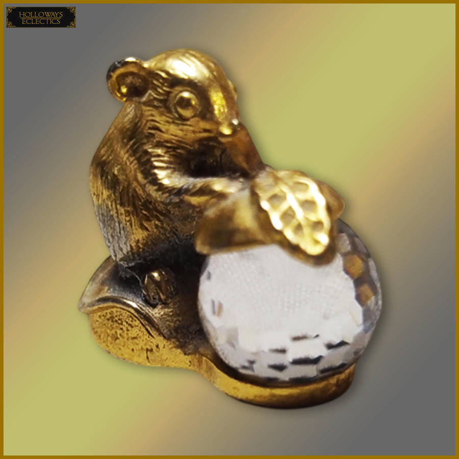 Exquisite Crystal Gold Plated Mouse Ornament
