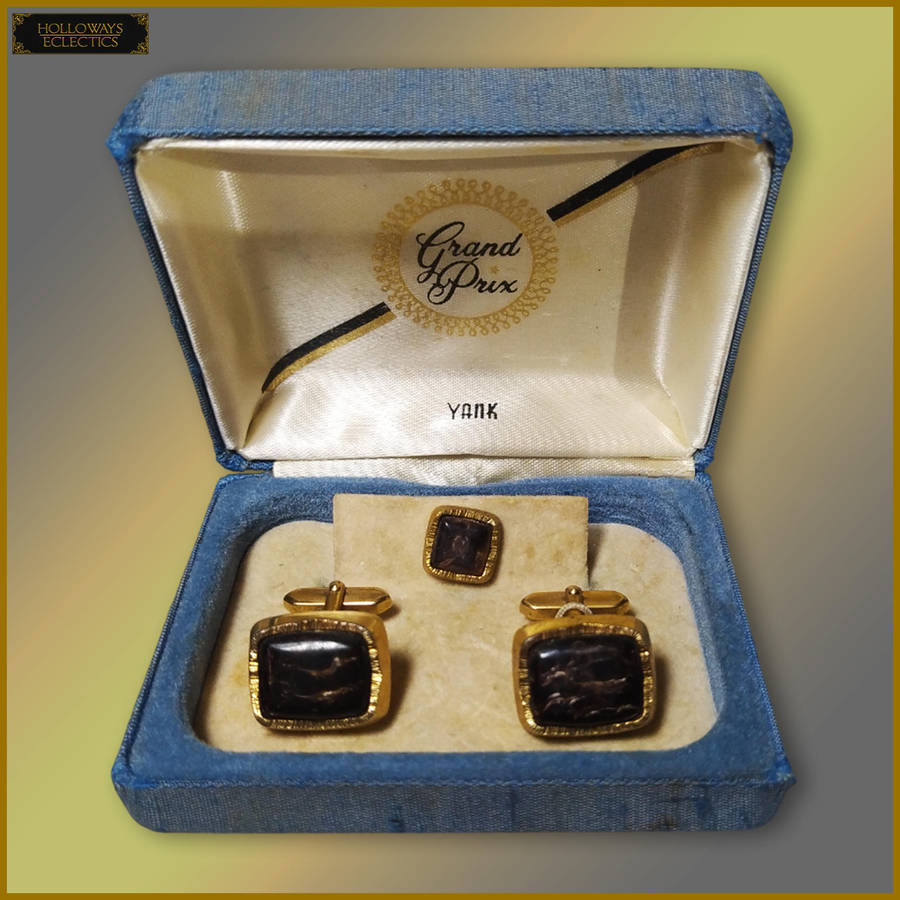 Vintage 22ct Gold Clad Grand Prix Cufflinks