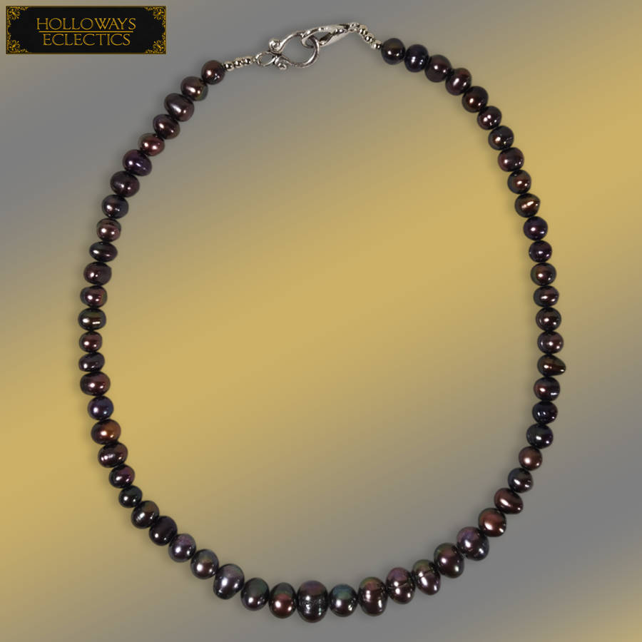 Rare Black Peacock Pearl Necklace