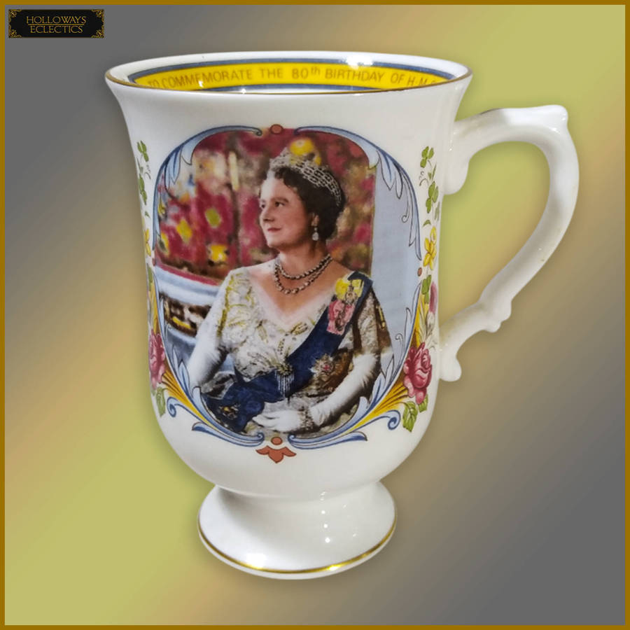 Rare Queen Elizabeth Mothers 80th Birthday Commemorative Mug
