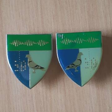 2 Signals Regiment Metal Shoulder Flashes - Pair - All Pins In Place.