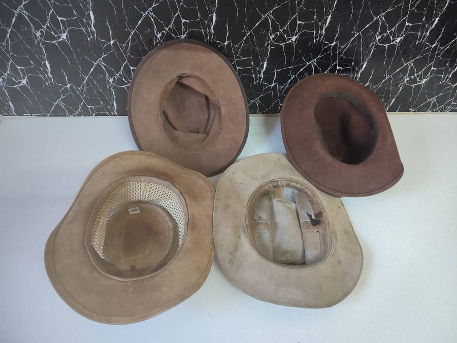 FOR THE HAT COLLECTOR !! x4 LEATHER AND OTHER HATS