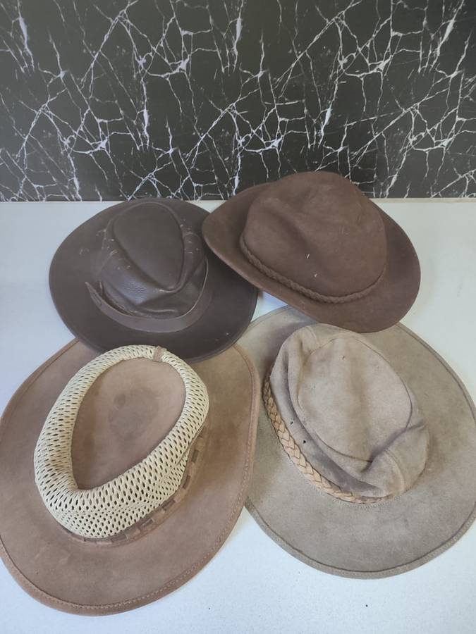 FOR THE HAT COLLECTOR !! x4 LEATHER AND OTHER HATS