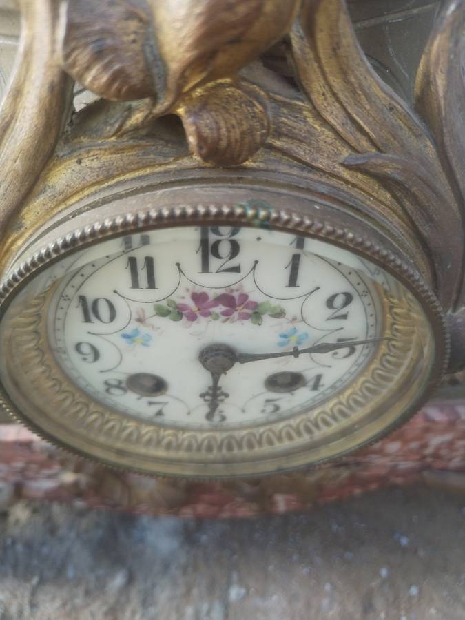 #11 LARGE FRENCH BROCHON 19TH CENTURE MANTLE CLOCK WITH TURNKEY - WORKING ORDER! HIGHT 720MM