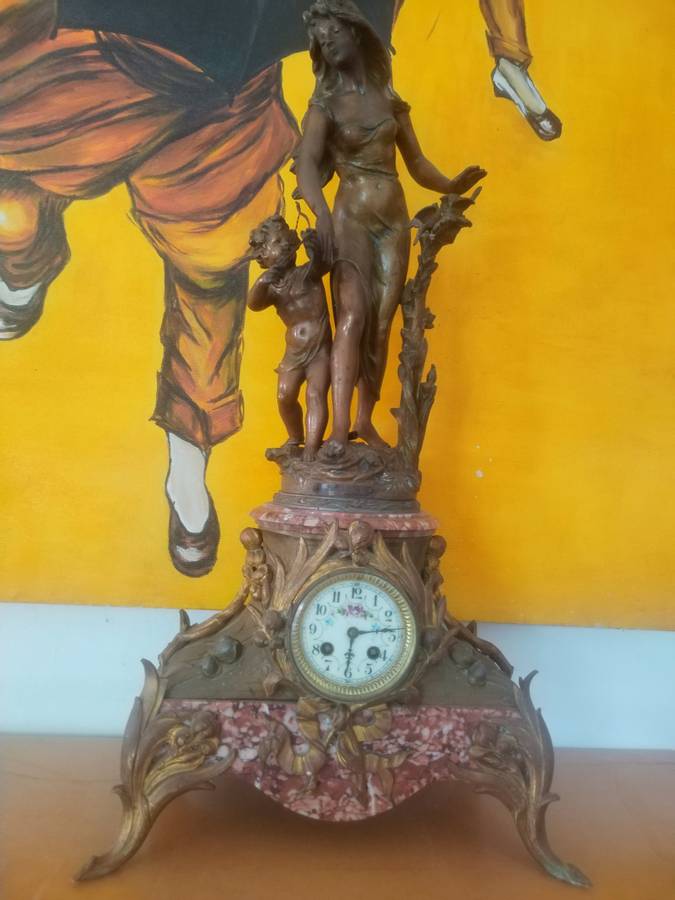 #11 LARGE FRENCH BROCHON 19TH CENTURE MANTLE CLOCK WITH TURNKEY - WORKING ORDER! HIGHT 720MM